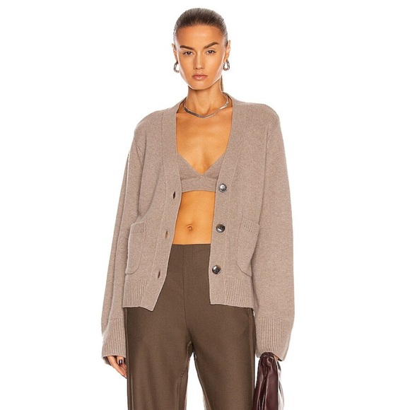 Lisa Yang Danni cashmere cardigan in taupe - Picture 1 of 8